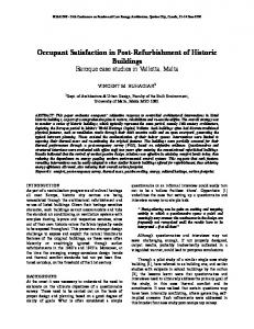 Occupant Satisfaction in Post-Refurbishment of Historic ... - PLEA 2009