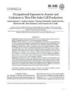 Occupational Exposure to Arsenic and Cadmium in