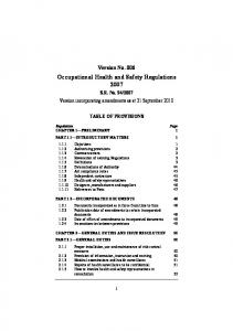 Occupational Health and Safety Regulations 2007