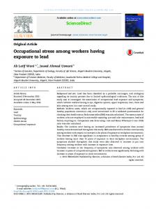 Occupational stress among workers having exposure