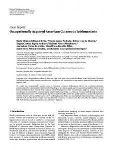 Occupationally Acquired American Cutaneous Leishmaniasis