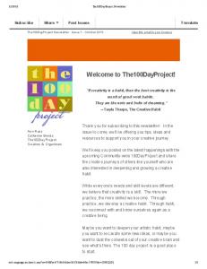 October 2013 newsletter - 100dayproject