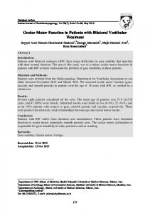 Ocular Motor Function in Patients with Bilateral Vestibular Weakness