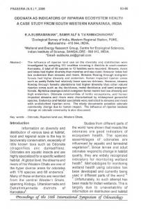 Odonata as indicators of riparian ecosystem health - CES (IISc)