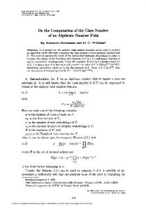 of an Algebraic Number Field