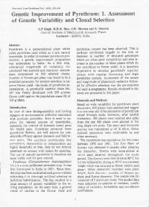 of Genetic Yariability and Clonal Selection