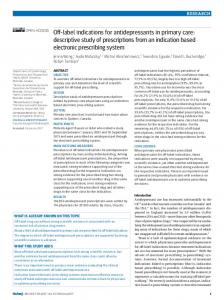 Off-label indications for antidepressants in primary