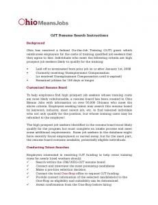 OJT Resume Search Instructions