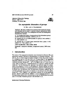 On asymptotic dimension of groups 1 Introduction - arXiv