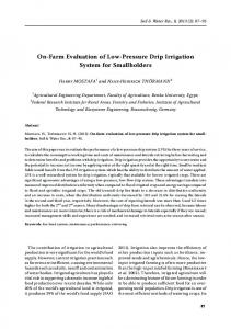 On-Farm Evaluation of Low-Pressure Drip Irrigation System for ...