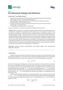 On Maximum Entropy and Inference - MDPI