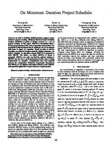 On Minimum Duration Project Schedule - IEEE Xplore