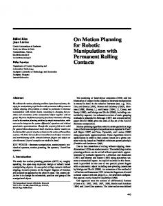 On Motion Planning for Robotic Manipulation with ... - SAGE Journals