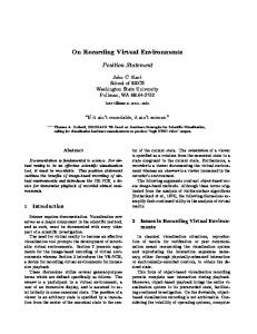 On Recording Virtual Environments - Semantic Scholar