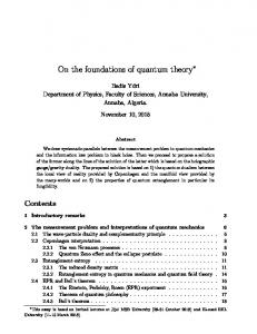 On the foundations of quantum theory