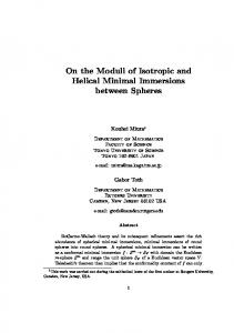 On the Moduli of Isotropic and Helical Minimal Immersions between ...