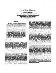 On the Notion of Cognition - arXiv