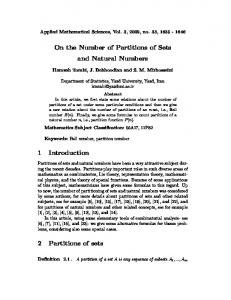 On the Number of Partitions of Sets and Natural Numbers - Hikari