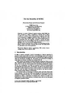 On the Security of RDSA - DI ENS