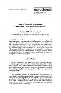 On the theory of monopolistic competition under ... - Springer Link