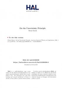 On the Uncertainty Principle - HAL