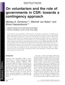 On voluntarism and the role of governments in CSR ... - Papers.ssrn.com