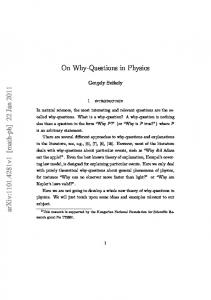 On Why-Questions in Physics