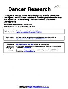 Oncogenes and Growth Factors in Tumorigenesis