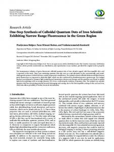 One-Step Synthesis of Colloidal Quantum Dots of Iron Selenide ...