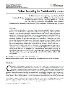 Online reporting for sustainability issues - Wiley Online Library