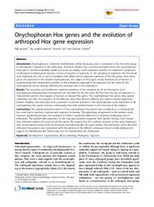 Onychophoran Hox genes and the evolution of ... - BioMedSearch