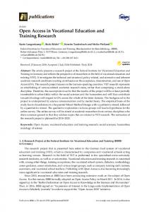 Open Access in Vocational Education and Training Research - MDPI