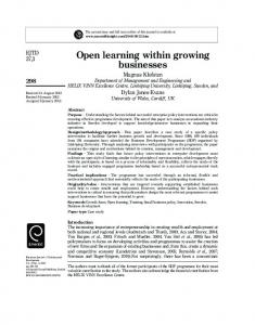 Open learning within growing businesses - IngentaConnect