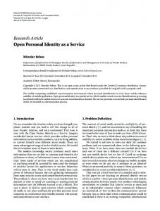 Open Personal Identity as a Service