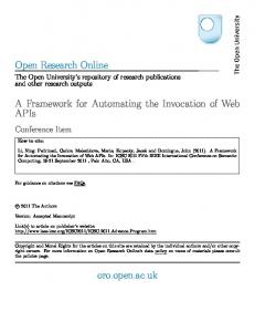 Open Research Online A Framework for