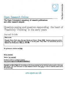 Open Research Online Question-posing and question ...