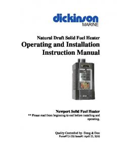 Operating and Installation Instruction Manual - Dickinson Marine