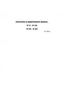 OPERATING & MAINTENANCE M'ANUAL W 74 - W 124 W 184 - W ...