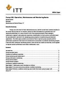 Operation, Maintenance and Monitoring Basics - Goulds Pumps