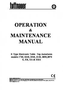 OPERATION MAINTENANCE MANUAL