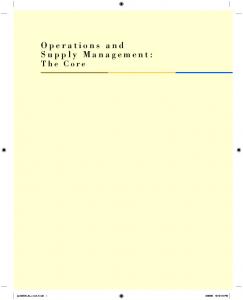 Operations and Supply Management: