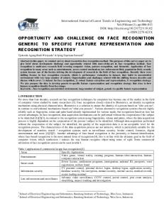 opportunity and challenge on face recognition generic