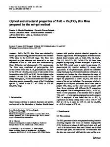 Optical and structural properties of ZnO + Zn2TiO4 thin ... - Springer Link