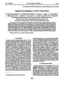 Optical Investigation of ZnO Nanowires