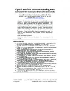 Optical wavefront measurement using phase retrieval with transverse