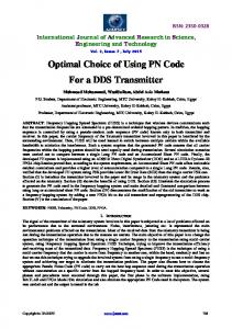 Optimal Choice of Using PN Code For a DDS Transmitter - ijarset