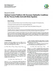 Optimal Control Problem with Necessary Optimality Conditions for the ...