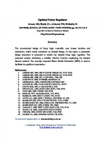 Optimal Fuzzy Regulator - KFUPM ePrints