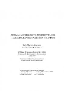 optimal monitoring to implement clean technologies