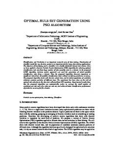 optimal rule set generation using pso algorithm - aircc